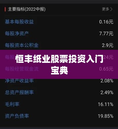 恒丰纸业股票投资入门宝典