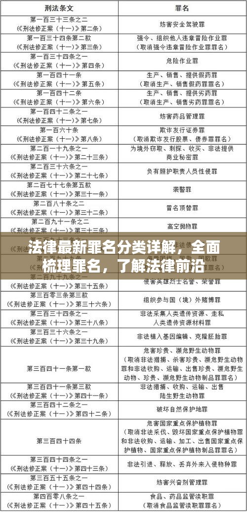 法律最新罪名分类详解，全面梳理罪名，了解法律前沿
