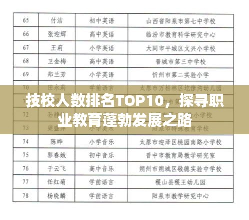 技校人数排名TOP10，探寻职业教育蓬勃发展之路