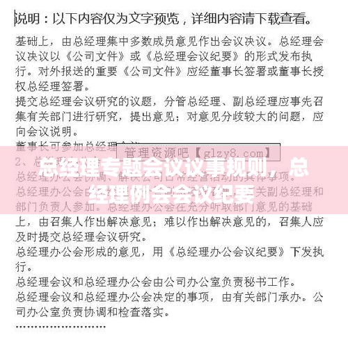 总经理专题会议议事规则，总经理例会会议纪要 