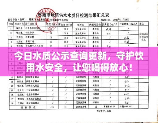 今日水质公示查询更新，守护饮用水安全，让您喝得放心！