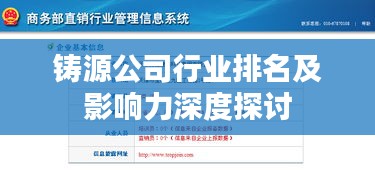 铸源公司行业排名及影响力深度探讨