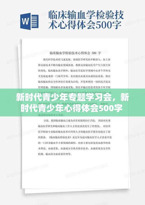新时代青少年专题学习会，新时代青少年心得体会500字 