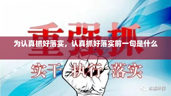 为认真抓好落实，认真抓好落实前一句是什么 