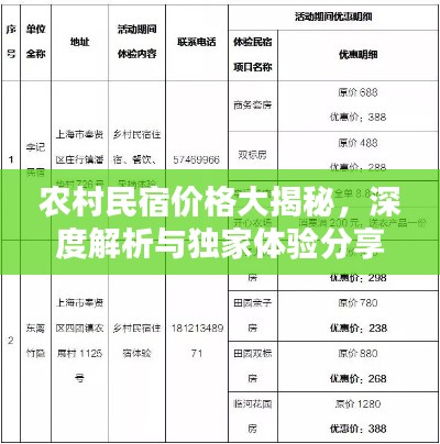 农村民宿价格大揭秘，深度解析与独家体验分享