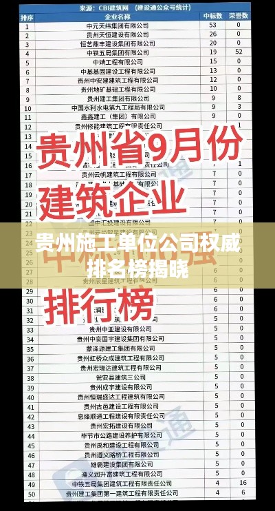 贵州施工单位公司权威排名榜揭晓